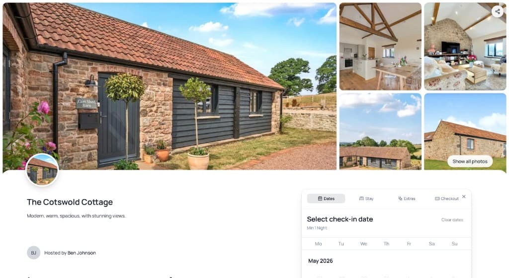Example direct booking page for a UK holiday let